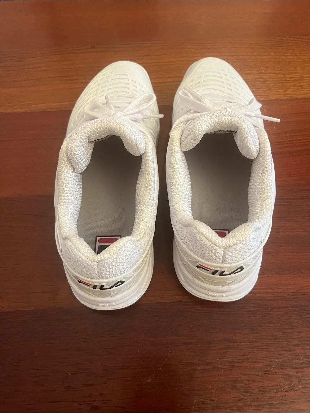 Fila White Athletic Sneakers with Red and Blue Logo